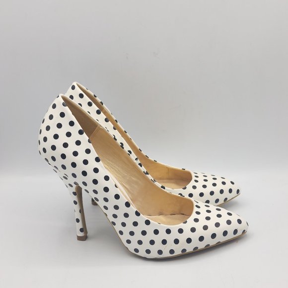 Shoe Republic LA White & Black Polka Dot Pumps - Picture 1 of 8